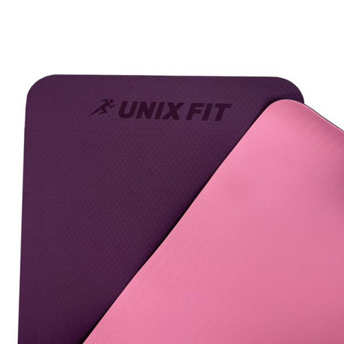 Коврик для йоги и фитнеса UNIX Fit двусторонний, 180 х 61 х 0,8 см, двуцветный, фиолетовый