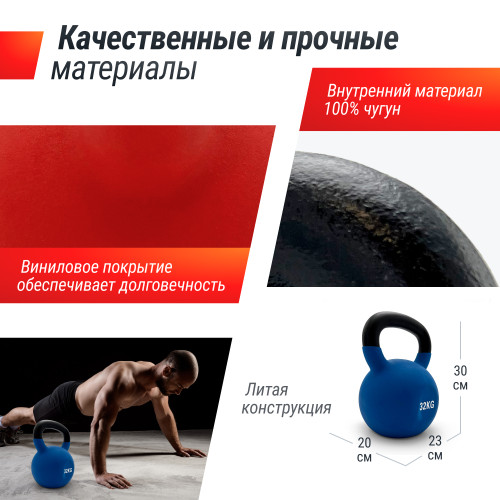 Гиря UNIX Fit виниловая 32 кг Blue