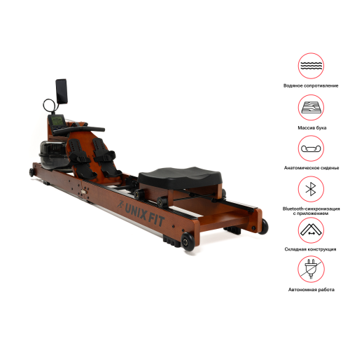 Гребной тренажер UNIX Fit Wood Rower Dark