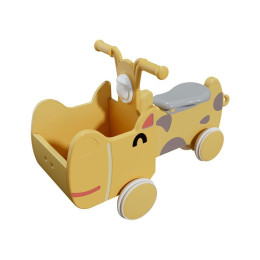 Машинка-каталка с корзиной UNIX Kids Hippo Yellow, для дома и улицы, из безопасных материалов