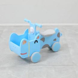 Машинка-каталка с корзиной UNIX Kids Hippo Blue, для дома и улицы, из безопасных материалов