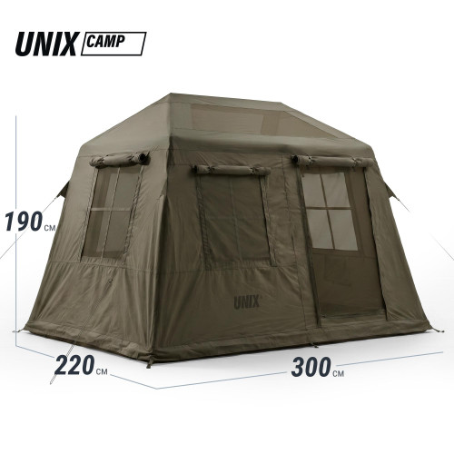 Надувная палатка UNIX Camp Vega 3х2 зеленый (+ навес)