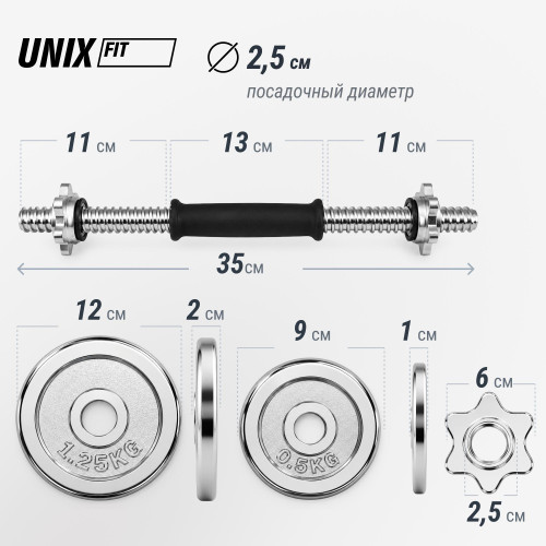 Набор гантелей UNIX Fit в кейсе 15 кг