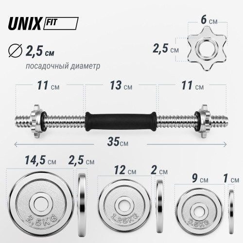 Набор гантелей UNIX Fit в кейсе 20 кг