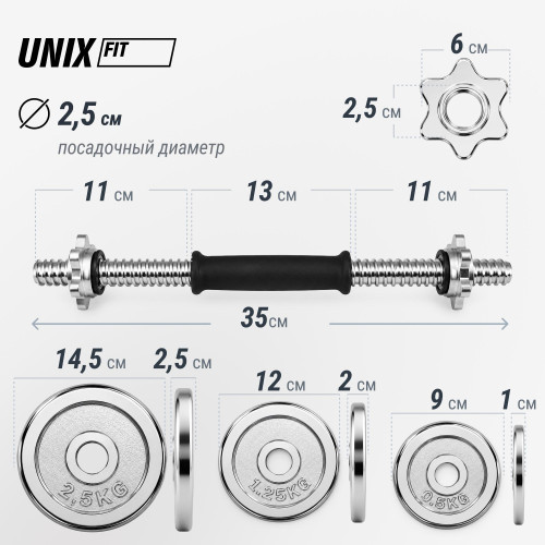 Набор гантелей UNIX Fit в кейсе 30 кг