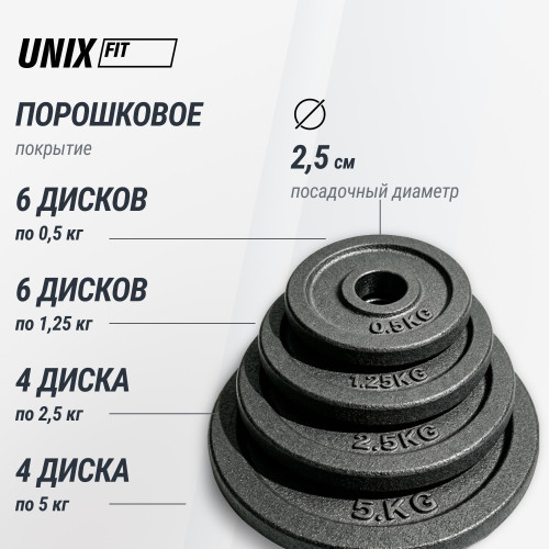 Набор гантелей и штанга UNIX Fit в кейсе 50 кг