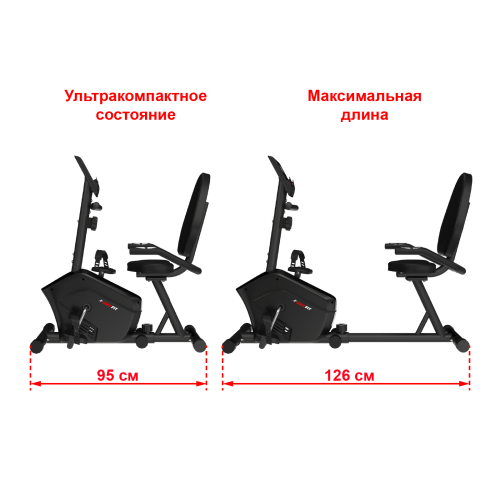 Горизонтальный велотренажер UNIX Fit BR-340 компактный / Compact