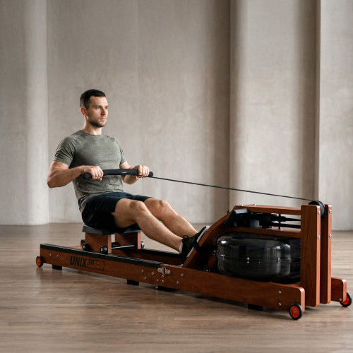 Гребной тренажер UNIX Fit тёмное дерево / Wood Rower Dark