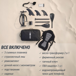 SUP-борд UNIX Line Глубокое море / Deep Sea (320 см) + сиденье