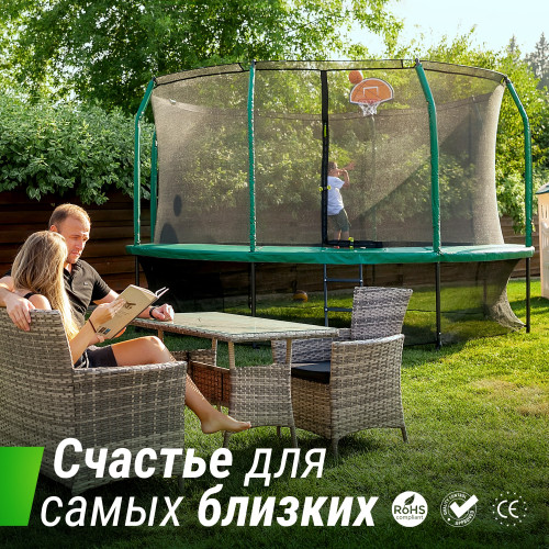 Батут UNIX Line Премиальный с играми / Supreme Game 16 ft (488 см) зеленый