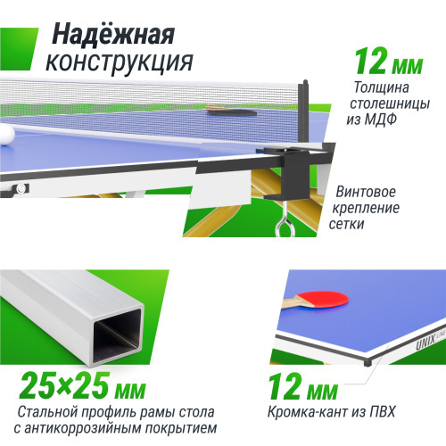 Теннисный стол UNIX Line для помещений Simple Indoor 12 мм MDF синий