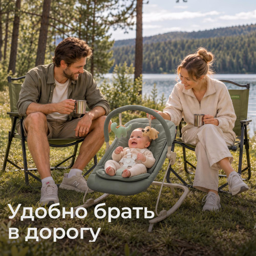 Шезлонг-качалка UNIX Kids Dino зеленый
