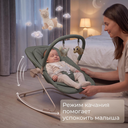 Шезлонг-качалка UNIX Kids Dino зеленый