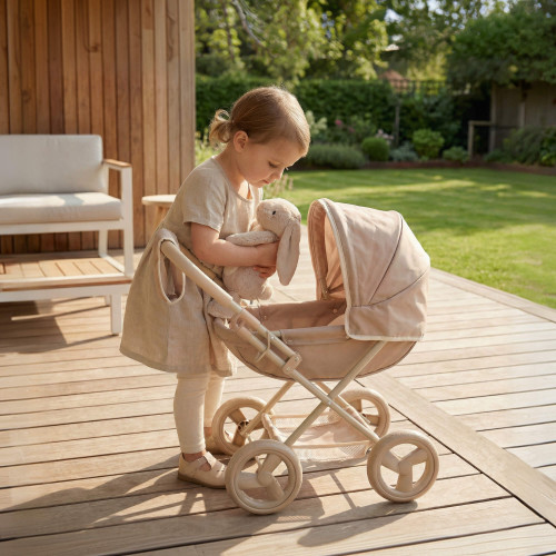 Коляска для кукол UNIX Kids Cradle Doll / с люлькой бежевый