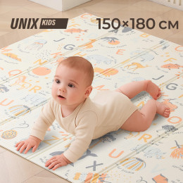 Игровой коврик складной UNIX Kids Learning / Познания 150x180 бежевый