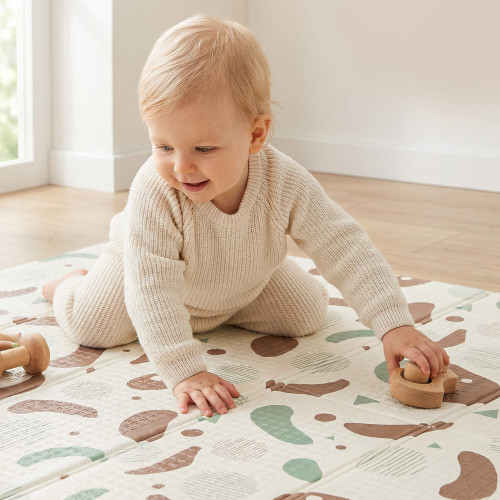 Игровой коврик складной UNIX Kids Traces / Следы 120x150 см коричневый