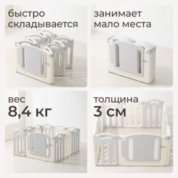 Манеж UNIX Kids Ocean / Океан (114 x 114 см) серый