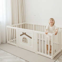 Большой детский игровой манеж UNIX Kids Classic Tree House / Классик домик на дереве 180 x 200 см бежевый