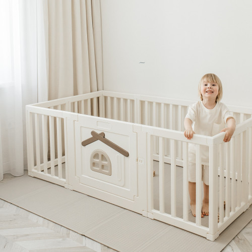 Большой детский игровой манеж UNIX Kids Classic Tree House / Классик домик на дереве 180 x 200 см бежевый