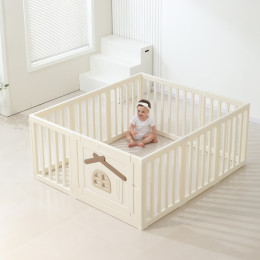 Большой детский игровой манеж UNIX Kids Classic Tree House / Классик домик на дереве 150 x 130 см бежевый