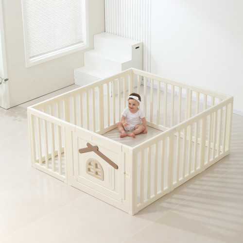 Большой детский игровой манеж UNIX Kids Classic Tree House / Классик домик на дереве 150 x 130 см бежевый