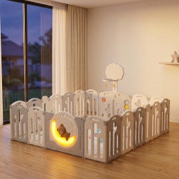Манеж UNIX Kids DeLuxe V2 / Делюкс серый 180 x 200 см, с баскетбольным кольцом и ковриком