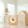 Манеж UNIX Kids DeLuxe House / Делюкс Дом бежевый, 150 x 180 см, с баскетбольной стойкой, доской для рисования, качелями