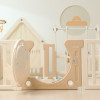 Манеж UNIX Kids DeLuxe House / Делюкс Дом бежевый, 150 x 180 см, с баскетбольной стойкой, доской для рисования, качелями