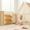 Манеж UNIX Kids DeLuxe House&Storage / Делюкс дом и стеллаж бежевый, 150 x 180 см, с игровым домиком, баскетбольной стойкой, доской для рисования, качелями + место для хранения игрушек