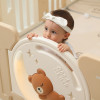 Манеж UNIX Kids DeLuxe House&Storage / Делюкс дом и стеллаж бежевый, 150 x 180 см, с игровым домиком, баскетбольной стойкой, доской для рисования, качелями + место для хранения игрушек
