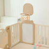 Манеж UNIX Kids DeLuxe House&Storage / Делюкс дом и стеллаж бежевый, 150 x 180 см, с игровым домиком, баскетбольной стойкой, доской для рисования, качелями + место для хранения игрушек