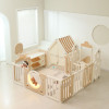 Манеж UNIX Kids DeLuxe House&Storage / Делюкс дом и стеллаж бежевый 180 x 200 см, с игровым домиком, баскетбольной стойкой, доской для рисования, качелями + место для хранения игрушек