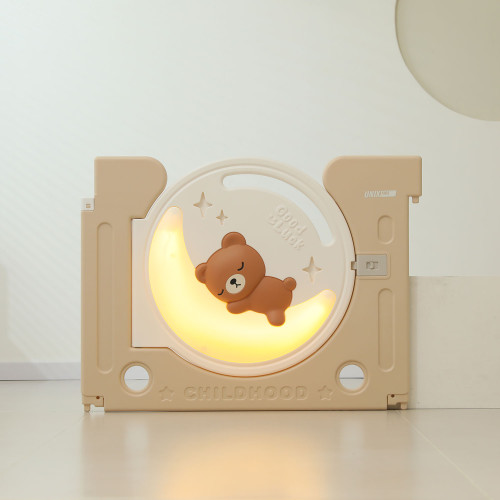 Манеж UNIX Kids DeLuxe House&Storage / Делюкс дом и стеллаж бежевый 180 x 200 см, с игровым домиком, баскетбольной стойкой, доской для рисования, качелями + место для хранения игрушек