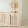 Манеж UNIX Kids DeLuxe House&Storage / Делюкс дом и стеллаж бежевый 180 x 200 см, с игровым домиком, баскетбольной стойкой, доской для рисования, качелями + место для хранения игрушек