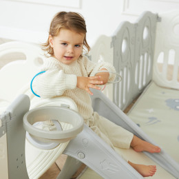 Манеж UNIX Kids Supreme Space / Премиальный 160x160 см серый