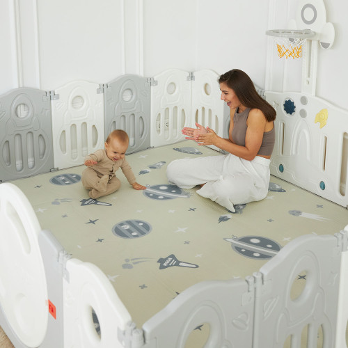 Манеж UNIX Kids Supreme Space / Премиальный 200x200 см серый