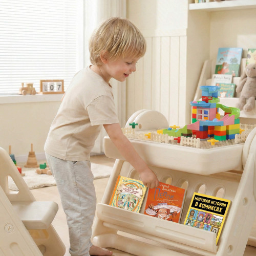 Развивающий детский стол со стульчиком 4 в 1 UNIX Kids Lego / Лего бежевый
