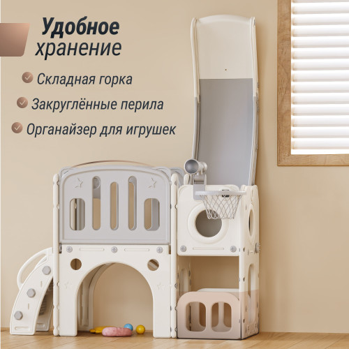 Игровой комплекс с горкой UNIX Kids Star / Звезда серый