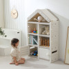Стеллаж для игрушек UNIX Kids House / Дом (2 полки с дверцами) серый