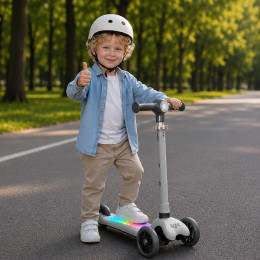 Самокат UNIX Kids Light с подсветкой, серый