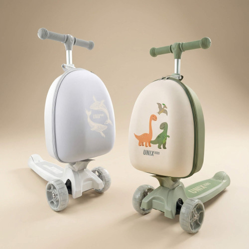 Самокат UNIX Kids Backpack Ocean / Океан с рюкзаком серый