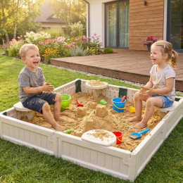 Песочница UNIX Kids Square квадратная 123 х 123 см бежевый